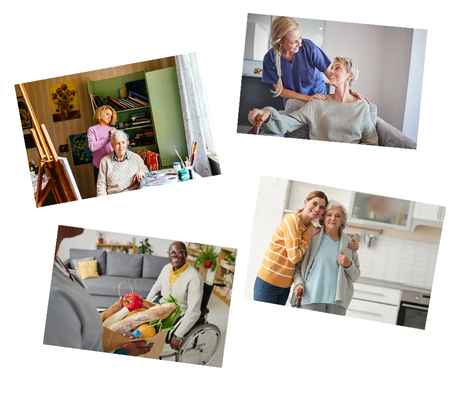 Caregiver assisting a Medicaid waiver client with daily tasks at home
